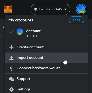 Connect Metamask to Localhost 8545